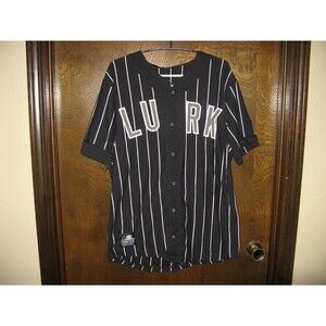 Mens Lurking Class Lurk Black Striped Baseball Jersey Shirt Skull Back Size L